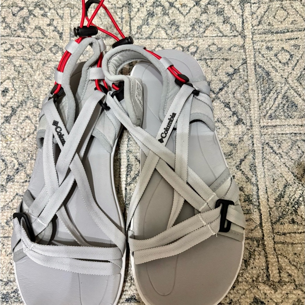 Columbia Gray Sandals with Coral Accents